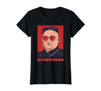 Kim Jong-Un Divertente Rocketman Parodia Rock'N Roll Maglietta, Donna, Nero, S