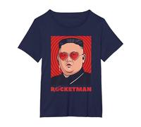 Kim Jong-Un Divertente Rocketman Parodia Rock'N Roll Maglietta, Donna Plus-Size, Navy, 1X