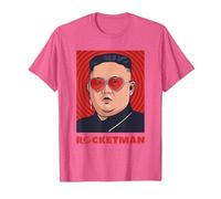 Kim Jong-Un Divertente Rocketman Parodia Rock'N Roll Maglietta, Uomo, Rosa mélange, S