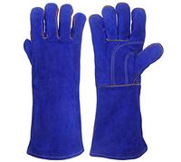 KIM YUAN Guanti da saldatura in pelle - resistenti al calore/fuoco, perfetti per giardinaggio, forno, griglia, mig, camino, fornello, presine, saldatore Tig, movimentazione animali, barbecue, 35,6 cm