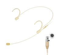 KIMAFUN Microfono Archetto Headset Microphone Professionale a Doppio Gancio per L'orecchio Condensatore Compatibile con Wireless System Bodypack Transmitter, Connettore Mini XLR TA3F, Beige, HC-810 D3