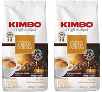 Kimbo Chicchi di Caffè Interi Crema Intensa, 2 Buste da 1kg | x2, Tostatura Media