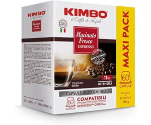 Kimbo, Macinato Fresco, 120 Capsule Caffè in Alluminio Compatibili Nespresso®* Original®*, Miscela Forte e Corposa, Intensità 11/13, Tostatura Scura, 2 Pack da 60 Capsule