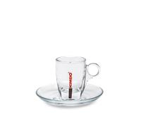 Kimbo Tazzine - Set di 6 tazzine da caffè con piattino in vetro