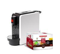 Kimbo Up! Nuova Macchina da Caffè Espresso a Cialde, 20 Bar, Compatta, Design Elegante, Serbatoio 850 ml, Colore Bianco, Espulsione Automatica della Cialda, Include 100 Cialde Macinato Fresco
