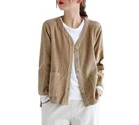 KIMCCI Blazer, giacca blazer da donna, in velluto di velluto a coste, a nove punti, per primavera, autunno, cardigan, senza colletto, per donna