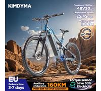 KIMDYMA K01 Bicicletta Elettrica 27.5 "x 2.8" Pneumatico Elettrico Mountain Bike 250W/1000W 48V 20Ah Sensore di Coppia Sospensione Completa EMTB EBIKE Yellow 1000W 48V 20AH
