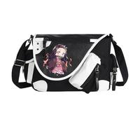 Kimetsu no Yaiba Borsa a tracolla Anime Kochou Shinobu Zaino Kamado Nezuko/Agatsuma Zen'itsu Figura Cartoon Nero Borsa a tracolla per ragazze Comic Cosplay Anime Merch Regali, Tipo 1, 32*11*26CM