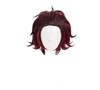 Kimetsu no Yaiba Kamado Tanjirou Cosplay Wigs Short Chestnut Brown Heat Resistant Synthetic Hair Wig + Wig Cap