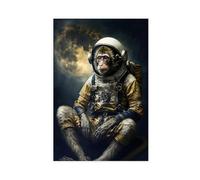 KIMEYT Poster su tela con immagine di una scimmia in una tuta spaziale - Ritratto di animali, decorazione per camera da letto, ufficio, camera da letto, regalo, 50 x 75 cm