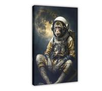 KIMEYT Poster su tela, motivo: scimmia in tuta spaziale, ritratto di animali, decorazione per camera da letto, ufficio, camera da letto, regalo, 40 x 60 cm