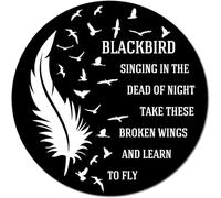 KIMGHDS Targa rotonda in metallo con merlo che canta in The Dead of Night Take These Broken Wings and Learn to Fly, poster anni '50, decorazione da parete in stile hippie, decorazione da parete per la