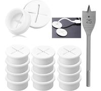 KIMHOME Confezione da 12 passacavi in silicone bianco, 25 mm, flessibili per scrivania e parete, con punta da trapano, per scuola, computer e ufficio