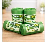 Kimicart® Sacchi Spazzatura Verdi 90x120 cm Biodegradabili x Umido, Resistenti, 130 litri, Sacchetti Bio Compostabili x Ristoranti, Buste Immondizia per Rifiuti Organici, 4 Rotoli da 10 buste
