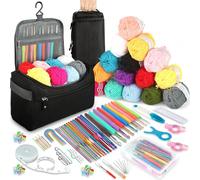 KIMIGO 193 Pezzi Kit Uncinetto Principianti,set di uncinetti con 15 lana,Kit Principianti,accessori all'uncinetto,uncinetti ergonomici con manico morbido e ago in metallo, 2,0 - 10 mm, pratici