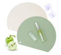 KIMIGO 2x Tagliere Flessibile in TPU,Taglieri Cucina,Senza BPA,Antiscivolo e Facile da Pulire e Antibatterico,Foro,con Lcone Alimentari Double-Face,Lavabile in Lavastoviglie(Verde e Crema)