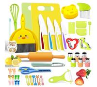 KIMIGO 49 Pezzi Set di Coltelli da Cucina per Bambini,Set di Coltelli per Bambini,Coltello Bambini Montessori,Compresi Taglieri,Coltelli a Onde,Pelatrici,per Tagliare e Cuocere Frutta o Verdura
