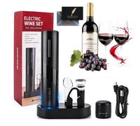 KIMIGO 7 in 1 Elettrico Cavatappi Apribottiglie per Vino Professionale Set Regalo Uomo con Apriscatole Elettrico, Tagliafogli, Tappi Sottovuoto, Beccuccio per Versare, Sigillatura, Base di Ricarica