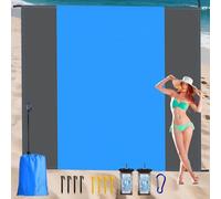 KIMIGO Coperta da Picnic 200×210 cm,Coperta Picnic Impermeabilecon 8 Picchetti Fixed,Tappetino da Spiaggia con 2 Custodie Impermeabili per Cellulare,per Picnics,Spiaggia,Viaggi,Escursionismo