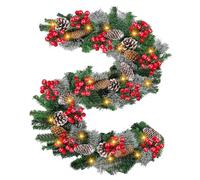 KIMIGO Ghirlanda Natalizia 2.7M,Ghirlanda Natalizia con Luci,Ghirlanda Albero di Natale Ghirlanda di Abete Decorazione Natalizia per Tavolo da Pranzo Camini,Scale,Decorazioni dell'al