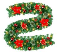 KIMIGO Ghirlanda Natalizia con Luci, 50Led 2.7M Ghirlanda Natalizia per Porta Camino Scale Esterno Decorazioni, Festone Natalizio Rami Natalizi Decorazioni Natalizie per la Casa Interno