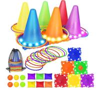 KIMIGO Giochi da Esterno per Bambini,3 in 1 Set da Gioco del Lancio dell'anello,Anello Toss Giocattoli Set,Giochi di Lancio per Bambini, Adulti, Giochi di Lancio ad Anelli per Il Compleanno