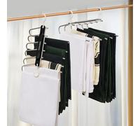 KIMIGO Grucce Pantaloni Salvaspazio, Set di 2 Appendini 6 in 1, Porta Pantaloni, Jeans, Sciarpe, Asciugamani, Organizer per Armadio (Nero)