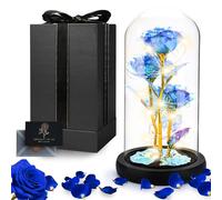 KIMIGO La Bella e La Bestia Rosa,Rosas Festa della Mamma,Rosa Eterna con LED,Cupola di Vetro con Base Rimovibile,1 Biglietto d'Amore,per Mamma,Donne,Anniversario,Natale,Matrimonio,Festa della Mamma
