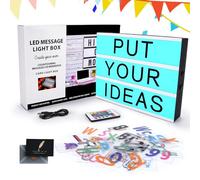 KIMIGO Light Box,LED A4 Scatola Luminosa con 294 Lettere ed Emoji,16 Cambi di Colore,4 Modalità Flash,Telecomando,Insegna Luminosa con Lettere per Natale,Decorazioni,Festa,Matrimonio,Compleanno
