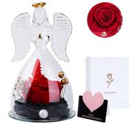 KIMIGO Rosa Stabilizzata Vera,Regali di Angelo per Le Donne,Fiore eterni Rose Stabilizzate,Angelo Fiore Eterno Regalo,Rose Eterne Angelo,Angeli Custodi Regalo Nonna,Vera Rosa Eterna in Angel Vetro