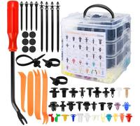 KIMIGO Set di 1420 Rivetti in Plastica per Auto - 32 Misure Universali di Clip di Fissaggio Auto,Clip di Fissaggio per Auto,Clip di Viti di Plastica,con Fascette,Distanziatori e Accessori per Utensili