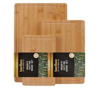 KIMIGO Tagliere da Cucina, 3 Set Tagliere in Bambù, Tagliere in Legno da Cucina,Chopping Board Reversibile con Scanalatura per Verdure, Frutta, Salame e Pane e per Servire Cracker e Formaggio