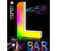 KIMIMARA Luci a LED con lettere alfabeto - Luce a LED con alimentatore USB, controllo app musica sincronizzabile per compleanno, Natale, matrimonio, feste, San Valentino e festival, decorazione(L)