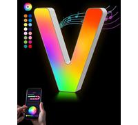 KIMIMARA Luci a LED con lettere alfabeto - Luce a LED con alimentatore USB, controllo app musica sincronizzabile per compleanno, Natale, matrimonio, feste, San Valentino e festival, decorazione（V）