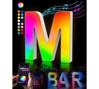 KIMIMARA Luci a LED con lettere alfabeto - Luce a LED con alimentatore USB, controllo app musica sincronizzabile per compleanno, Natale, matrimonio, feste, San Valentino e festival, decorazione（M）