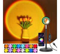 KIMIMARA Sunset Lamp Rotazione a 180°, Sunset Lampada Proiettore Luci Multicolore, Controllo APP, Lampada Tramonto, Sunset Light per Camera da Letto, Fotografia, Feste, Tiktok Live
