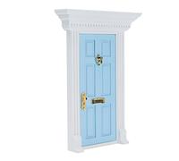 KIMISS 1:12 Porta in Legno delle Bambole in Miniatura-Affascinante Ingresso Piatto per Mobili per la Casa delle Bambole e Giochi di Ruolo (BLUE)