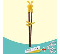 KIMISS 1 Paio di Bacchette in Legno - Design Cartone Animato Easy Learning Training Chopstick per, Senza BPA, Sicuro e Regolabile per la Crescita delle Mani (GREEN)