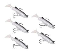 KIMISS 5 Pezzi di Esca Morbida con Coda a T Affondante per il Corpo Morbido per la Pesca Alla Spigola e Alla Trota in Acqua Salata/acqua Dolce, Design Realistico in PVC con Gancio Triplo