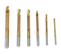 KIMISS 6 Pezzi di Trapano Rivestito in Titanio HSS per la Lavorazione del Legno - Dimensioni da M a 8 Mm per la Perforazione in Legno, Alluminio e Plastica