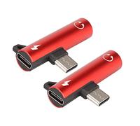 KIMISS Adattatore 2 in 1 da USB C a 3,5 Mm per S23/S22/S21 - Cavo di Ricarica per Cuffie USB Tipo C per 15, 8, Design ABS Durevole (rosso)