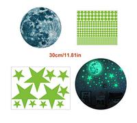 KIMISS Adesivi a Parete 3D Luminosi per - Decalcomanie Fluorescenti di Luna e Stella per Asilo Nido, Camera da Letto e Decorazioni a Soffitto (Come mostrato #86)
