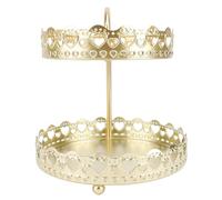 KIMISS Alzata per Frutta a 2 Livelli per Bancone della - Cestino Espositore per Snack in Ferro, Elegante Ciotola per Torte e Decorazioni per Feste