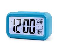 KIMISS ANCHE ELETTRONICA LED con Display LCD di Grandi Dimensioni, Funzione Snooze, Calendario, Display di Temperatura, Ideale per la Casa, l'ufficio e l'uso della Camera da Letto (BLUE)