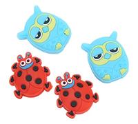 KIMISS Antivibranti e Ammortizzatori per Racchette da Tennis Cartoon per Bambini - Accessori in Silicone a Forma di Animale, 4 PZ (Coccinella Rossa 2,7 cm/1,06 Pollici Gufo 2,8)