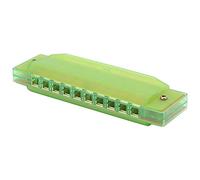 KIMISS Armonica Adatta per - Strumento Musicale Traslucido a 10 Fori con Scatola Portaoggetti - Design in Plastica Ecologica in Verde, Cremisi e Rosa (GREEN)