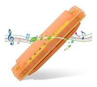 KIMISS Armonica in Plastica per Bambini a 10 Fori e 20 di Alta qualità - Arancione Traslucido (ORANGE)