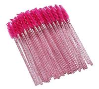 KIMISS Bacchette per Mascara Usa e Getta Portatili in Nylon 50 Pezzi Pennelli per Ciglia e Sopracciglia per l'applicazione del Trucco (Rosa rossa)