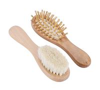 KIMISS Basvella per Capelli in Legno per Bambini e Pettine con Setole per Capelli di Capra - Gentle Daily Care per Neonati e Bambini Piccoli