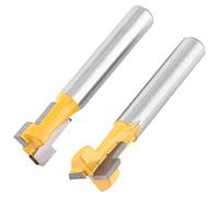 KIMISS Bit Router di Taglierina a Slot Giallo, 2 Pc per Taglierina per la Lavorazione del Legno, 3/8 '' & 1/2 '' Callo Tagliente, 1/4 '' Gambo